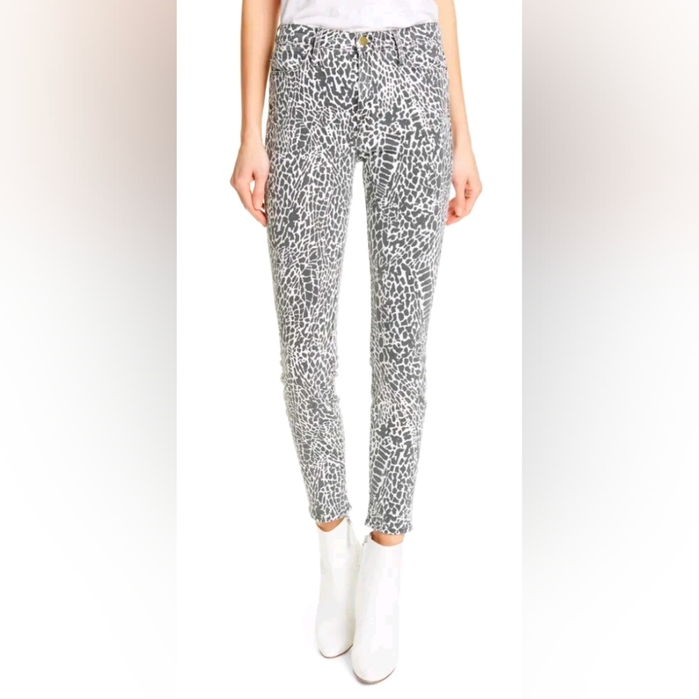 Frame Denim Le High White/Gray Animal Print Skinny Jeans (New w/Tags!)